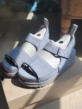 UGG Women's Gray-Blue Suede Sport Sandals